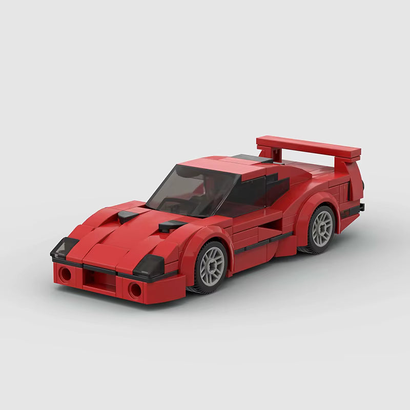 FULMINE Vento Rubedo, maquette de supercar rétro rouge en briques Mabric™ avec aileron surélevé
