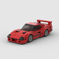 FULMINE Vento Rubedo, maquette de supercar rétro rouge en briques Mabric™ avec aileron surélevé
