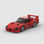 FULMINE Vento Rubedo, maquette de supercar rétro rouge en briques Mabric™ avec aileron surélevé