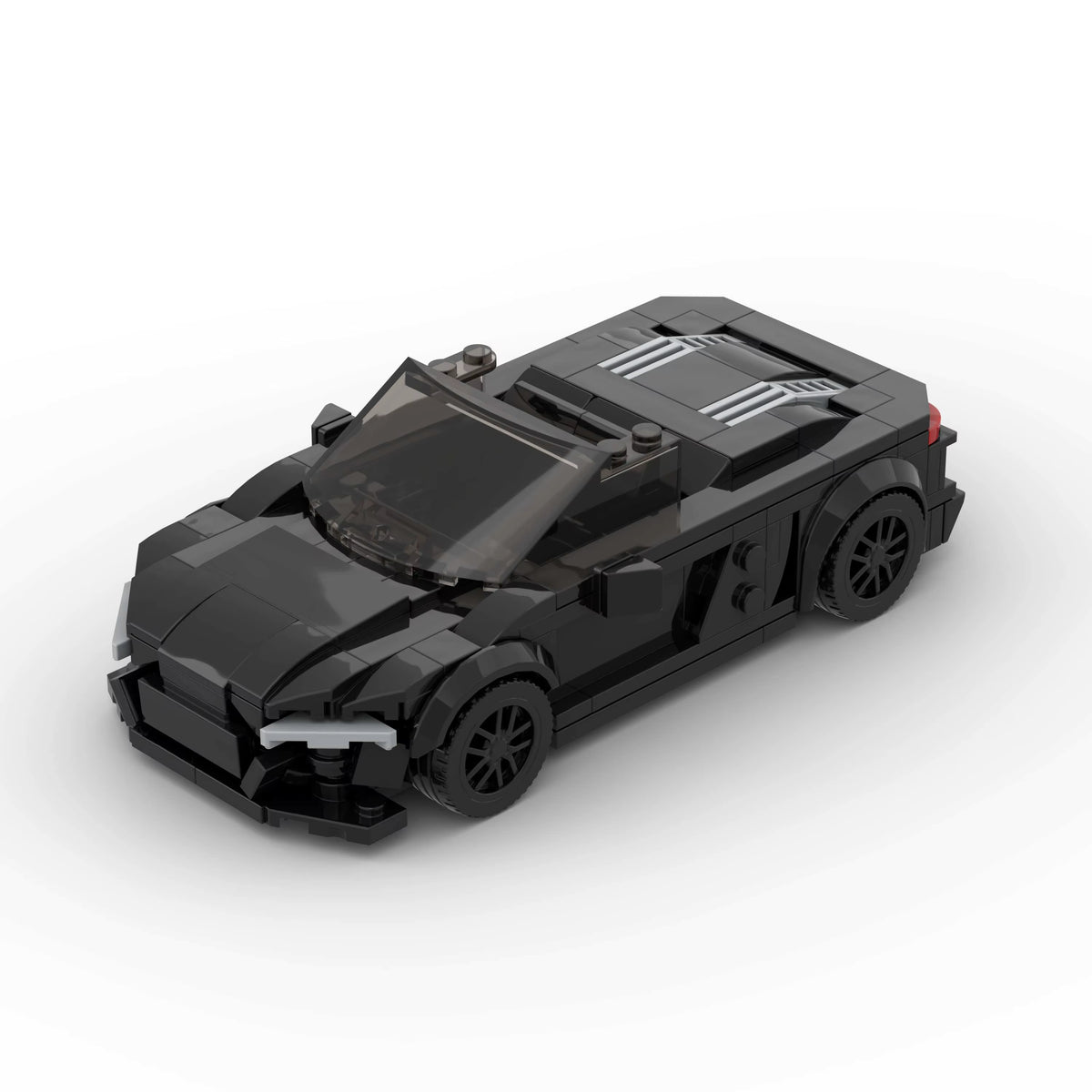 SHIELD Blade 8 Onyx, maquette de supercar noire à moteur central en briques Mabric™