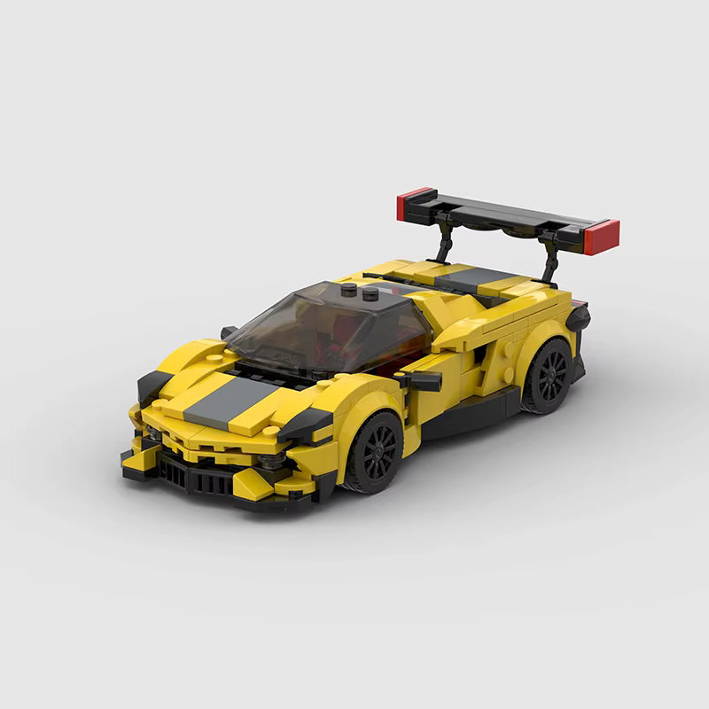 VANGUARD Racer 8, maquette de voiture d'endurance jaune et noire en briques Mabric™