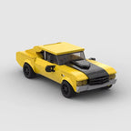 VANGUARD Brawler, maquette de muscle car jaune à bande noire en briques Mabric™