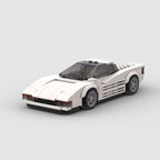 FULMINE Riviera, maquette de supercar blanche des années 80 en briques Mabric™ avec lamelles latérales
