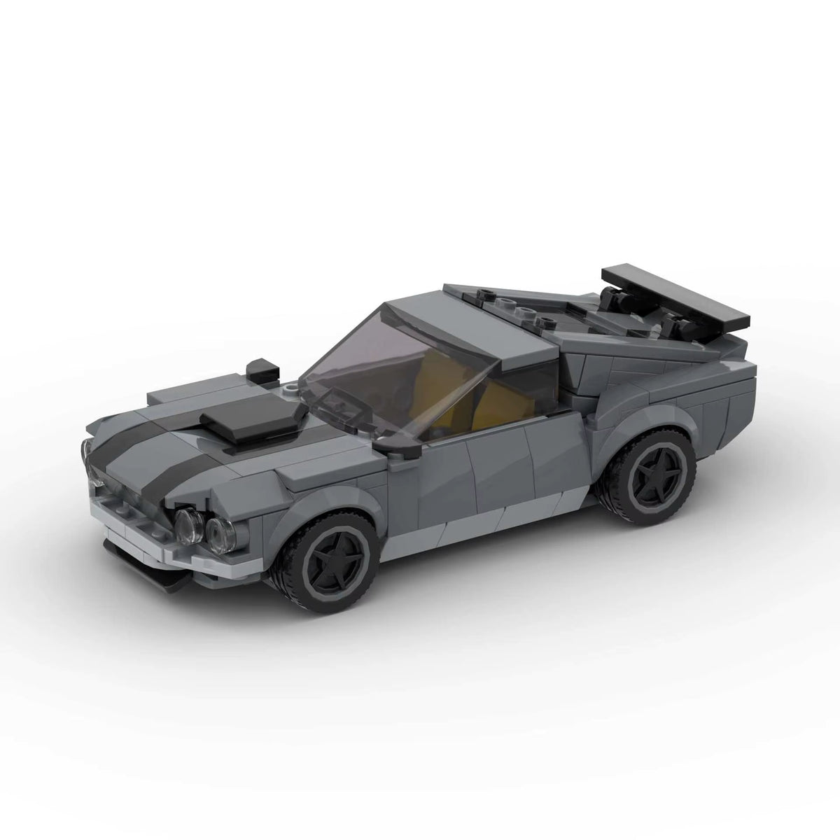 RUMBLE Warhorse, maquette de muscle car gris anthracite à bandes noires en briques Mabric™